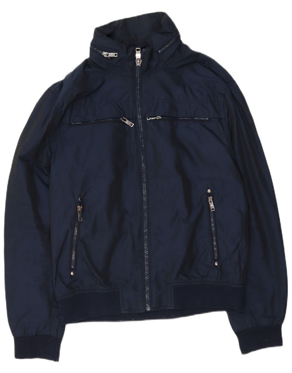 Zara Ανδρικό μπουφάν με κουκούλα Bomber UK 42 XL Navy Blue Polyester