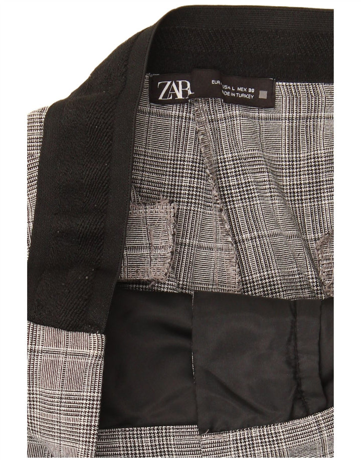 Zara Γυναικείο Cropped Παντελόνι Large W30 L25 Grey Check