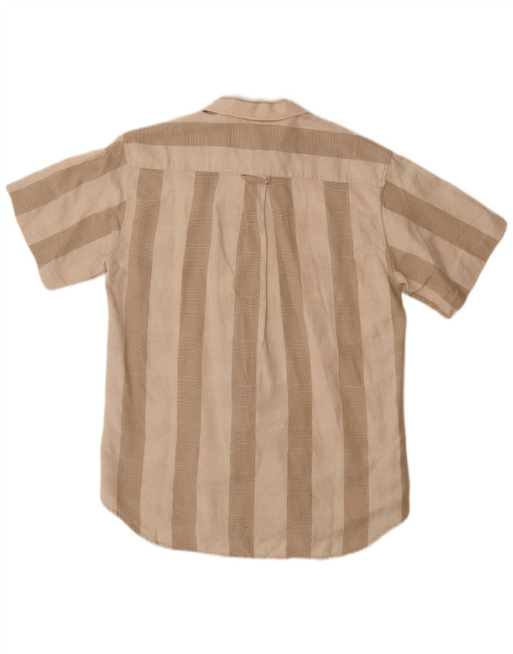 Ανδρικό κοντομάνικο πουκάμισο WALBUSCH Μέγεθος 39/40 Μεσαίο λινό μπεζ ριγέ