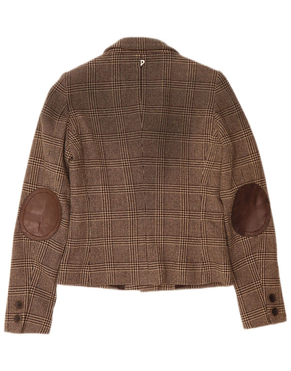 Dondup γυναικείο τζάκετ σακάκι με 6 κουμπιά IT 42 μεσαίο καφέ μαλλί Houndstooth