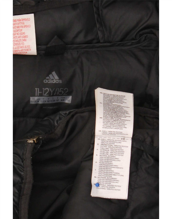 Μπουφάν Adidas Boys με κουκούλα με επένδυση 11-12 ετών μαύρο πολυεστέρα
