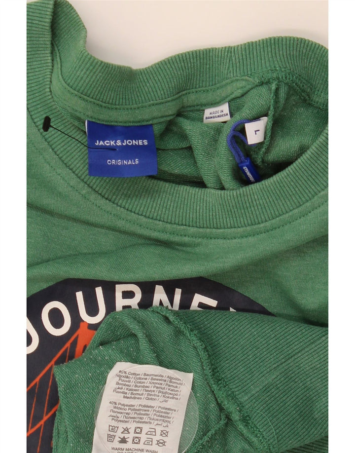 JACK & JONES Ανδρικό γραφικό φούτερ Jumper Μεγάλο πράσινο βαμβακερό