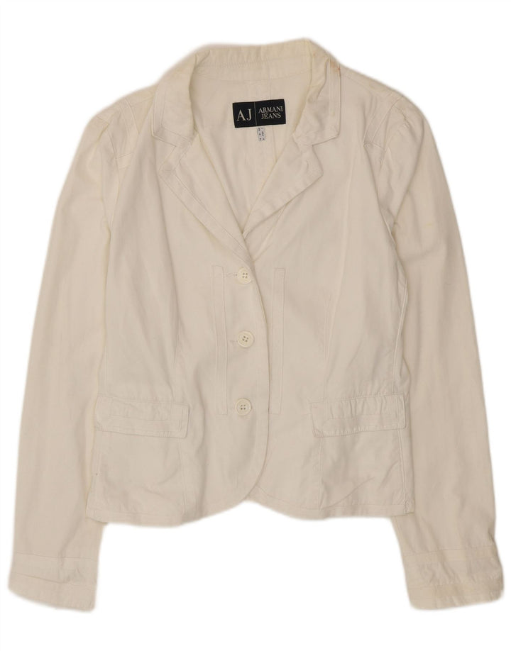 Armani Jeans Γυναικείο σακάκι 3 κουμπιών Blazer UK 18 XL Λευκό βαμβακερό