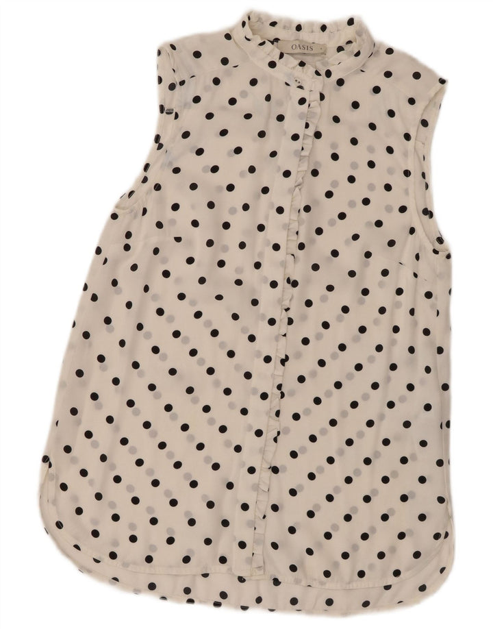 Oasis γυναικείο αμάνικο πουκάμισο μπλούζα UK 8 Small White Pot Polyester
