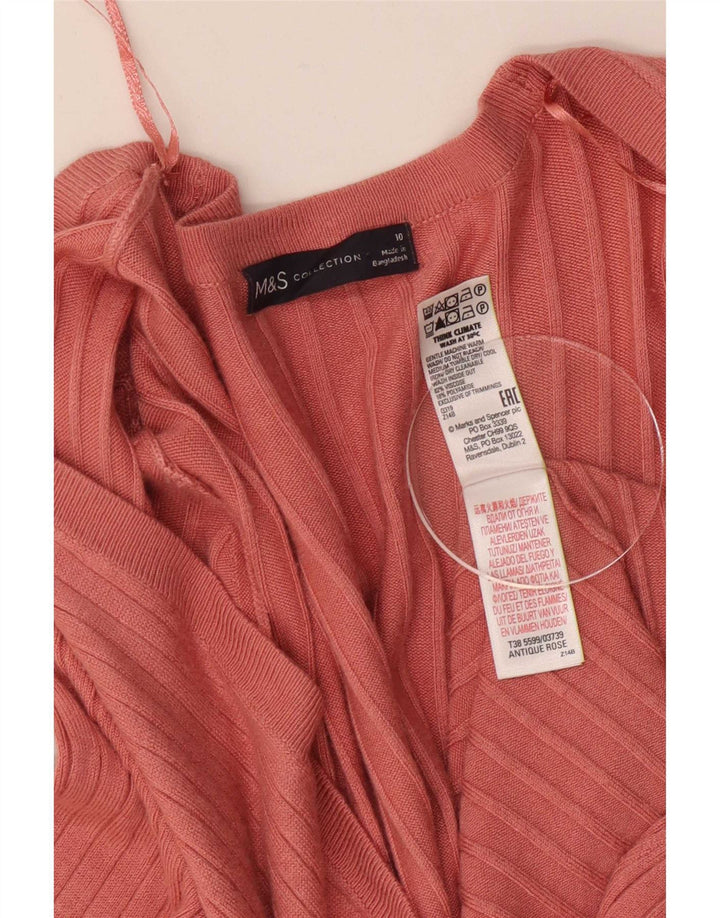 Marks & Spencer Γυναικείο Longline ανοιχτό πουλόβερ ζακέτα UK 10 Small Pink