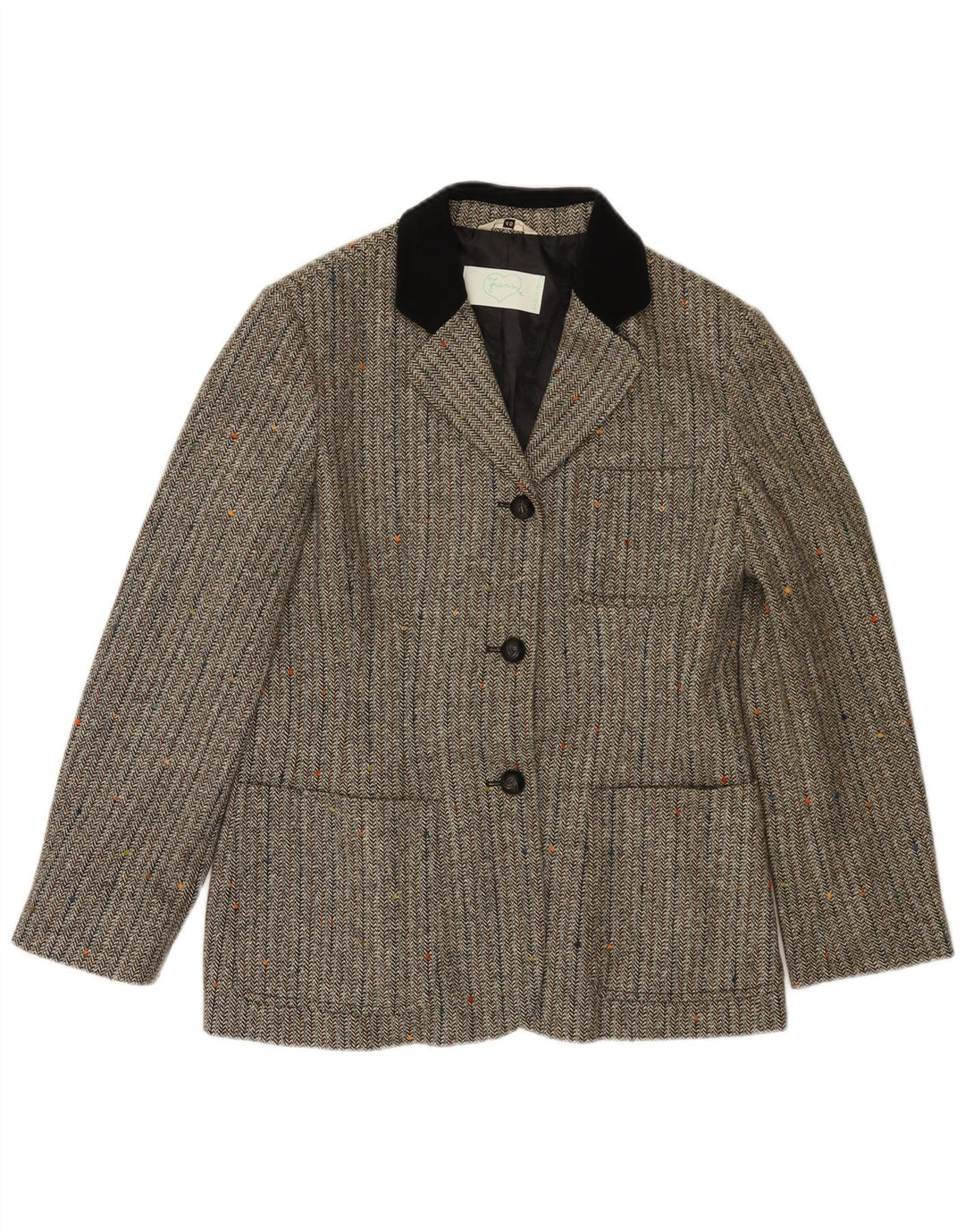 Vintage γυναικείο τζάκετ blazer IT 46 μεγάλο γκρι μαλλί ψαροκόκαλο