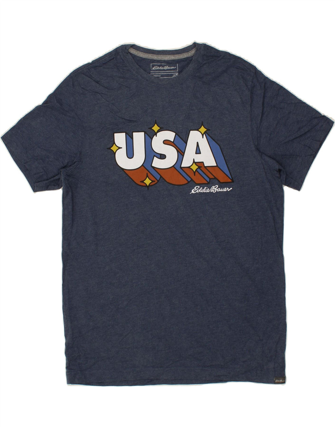 EDDIE BAUER Mens Graphic T-Shirt Top Medium Navy Blue Cotton Vintage Eddie Bauer and Second-Hand Eddie Bauer from Messina Hembry 