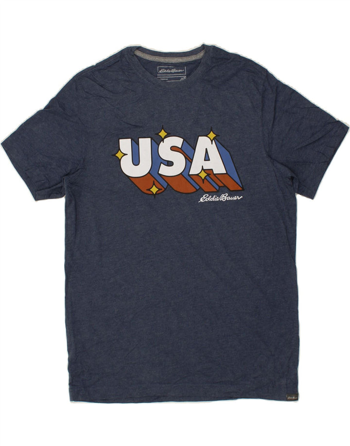 EDDIE BAUER Mens Graphic T-Shirt Top Medium Navy Blue Cotton Vintage Eddie Bauer and Second-Hand Eddie Bauer from Messina Hembry 