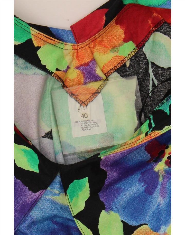 VINTAGE Womens Sleeveless A-Line Dress EU 40 Medium Multicoloured Floral