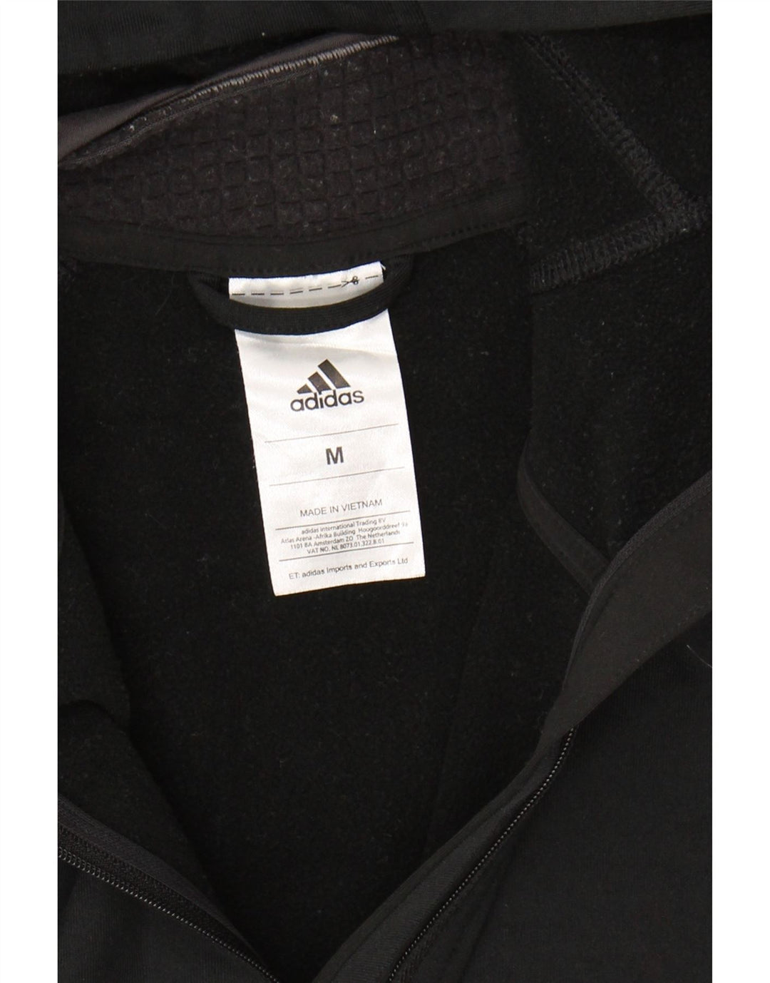 ADIDAS Mens Graphic Zip Neck Hoodie Jumper Medium Black Polyester