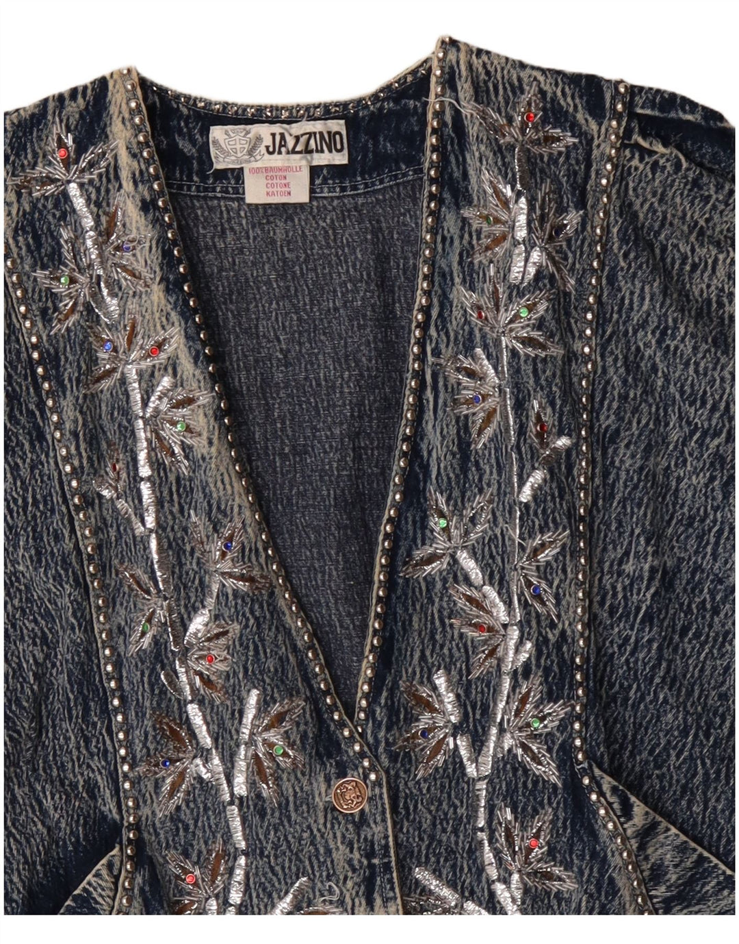 JAZZINO Γυναικείο 3/4 μανίκι τζιν μπουφάν UK 18 XL μπλε φλοράλ