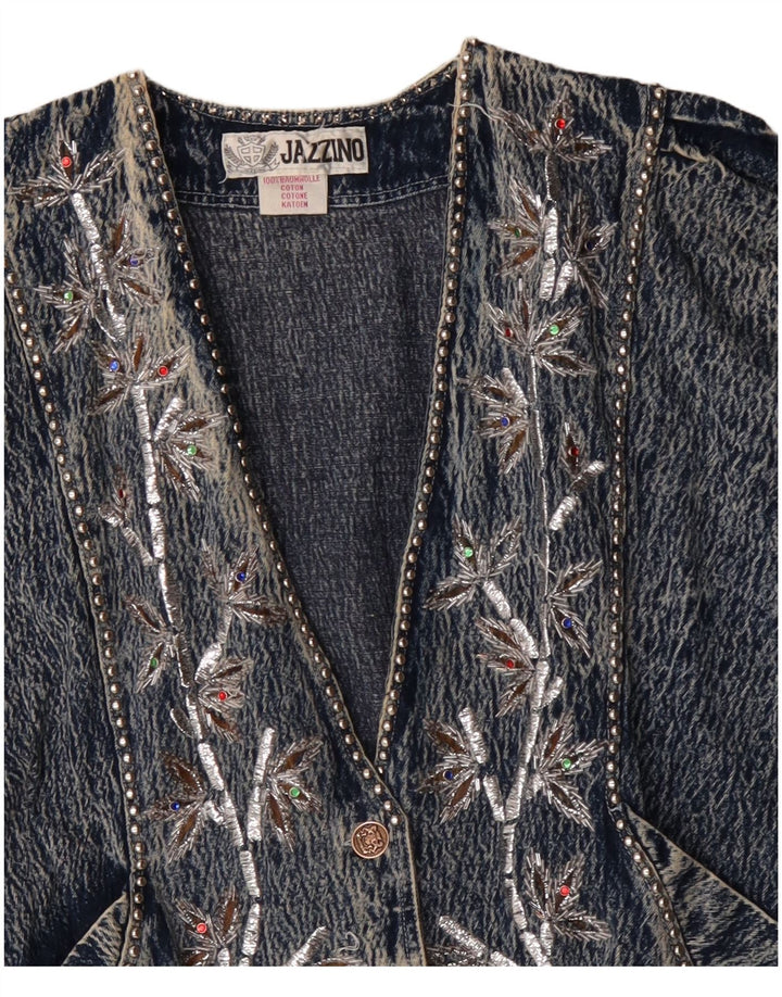 JAZZINO Γυναικείο 3/4 μανίκι τζιν μπουφάν UK 18 XL μπλε φλοράλ