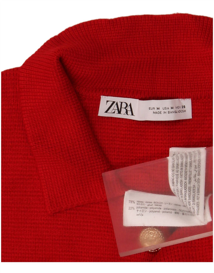 Zara Γυναικεία Ζακέτα UK 12 μεσαία κόκκινη βισκόζη