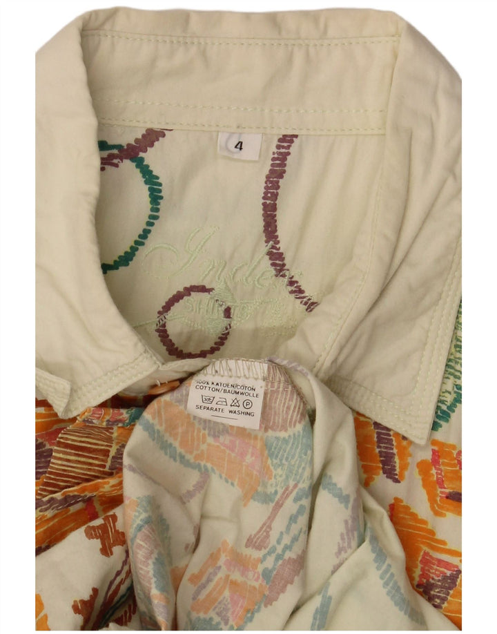 Vintage Ανδρικό Πουκάμισο 2XL Off White γεωμετρικό βαμβακερό