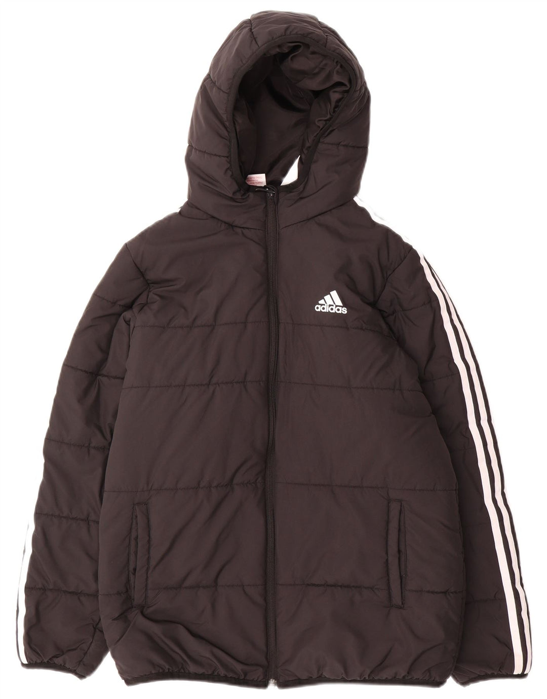 Μπουφάν Adidas Boys με κουκούλα με επένδυση 13-14 ετών μαύρο πολυεστέρα
