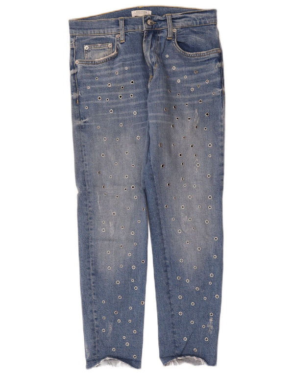Zara Γυναικείο Slim Jeans EU 34 2XS W24 L26 Blue Spotted