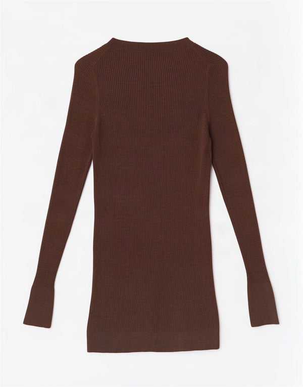 Massimo Dutti Γυναικείο πουλόβερ μακράς ζακέτας UK 10 Μικρό καφέ μαλλί