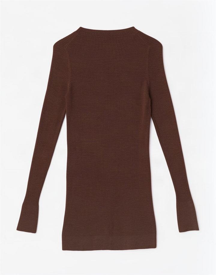 Massimo Dutti Γυναικείο πουλόβερ μακράς ζακέτας UK 10 Μικρό καφέ μαλλί