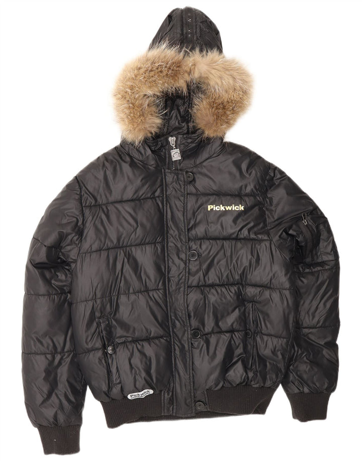 PICKWICK Γυναικείο μπουφάν με κουκούλα UK 18 XL μαύρο νάιλον