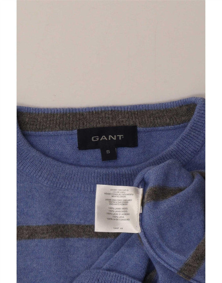 Ανδρικό πουλόβερ Gant Crew Neck Jumper Μικρό Μπλε Ριγέ Lambswool