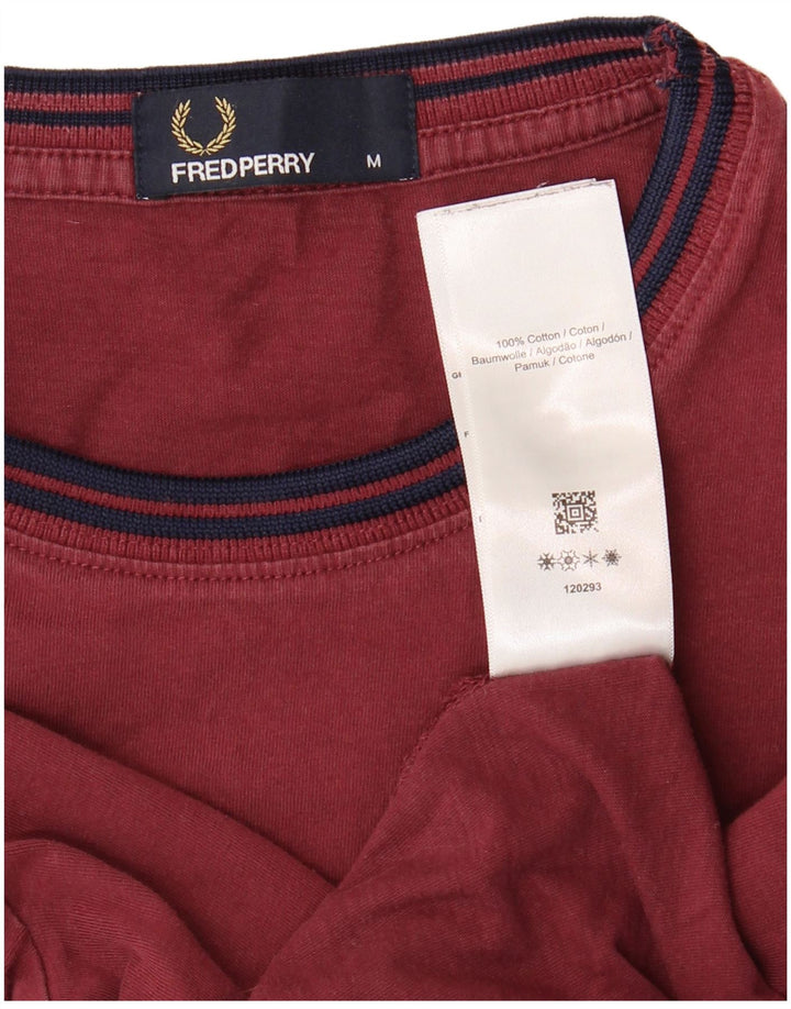Ανδρικό T-Shirt FRED PERRY Τοπ μεσαίο μπορντό χρώμα, βαμβακερό