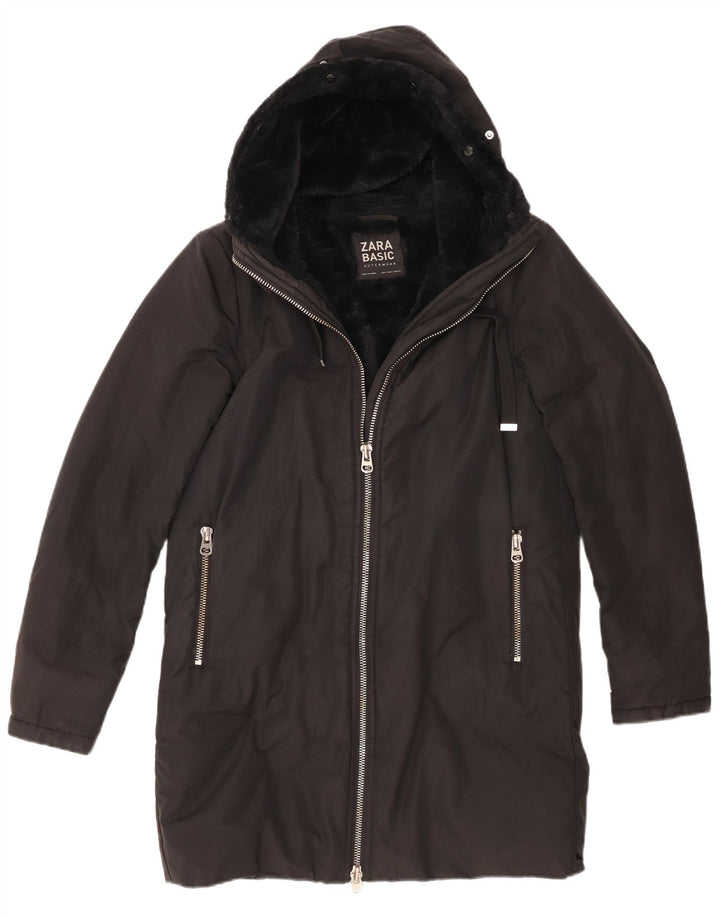Zara Γυναικείο Αντιανεμικό Παλτό UK 10 Small Black