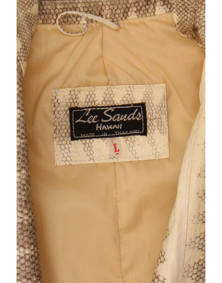 Lee Sands Ανδρικό Δερμάτινο Μπουφάν UK 40 Large Beige Animal Print