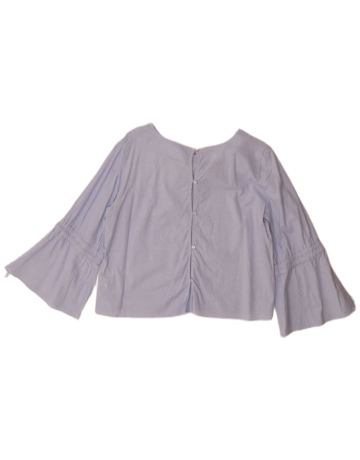 Zara Γυναικείο 3/4 μανίκι Crop Top UK 14 Medium Blue