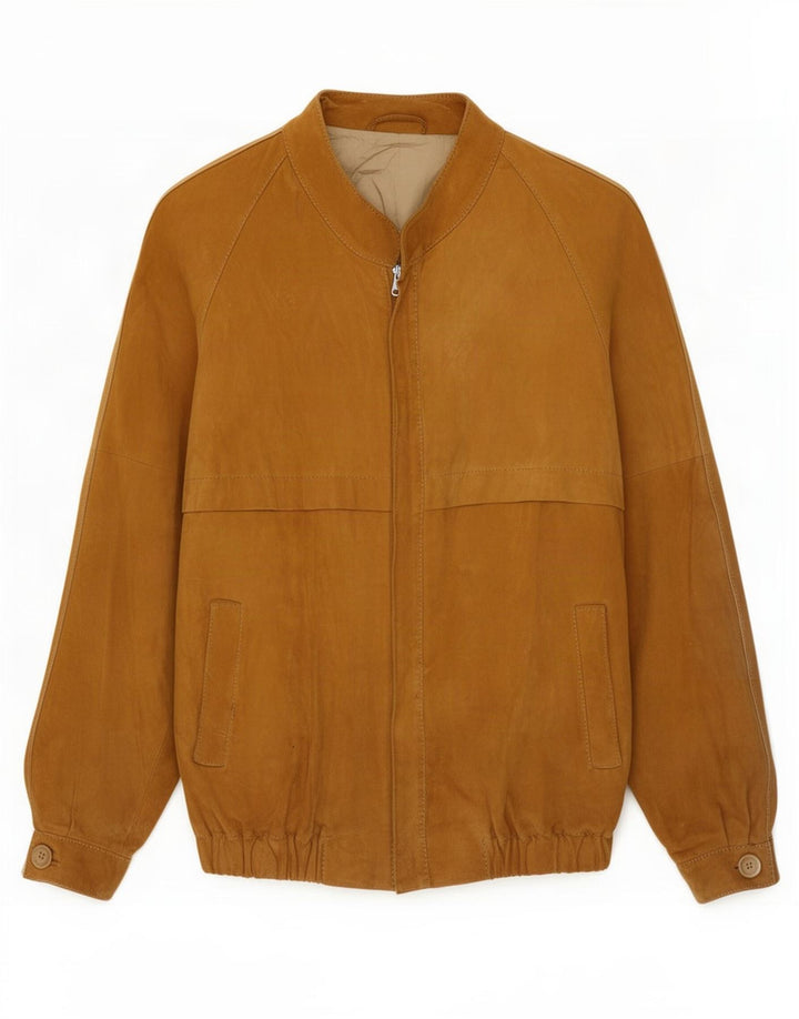 Vintage Ανδρικό Suede Bomber Jacket UK 36 Small Beige