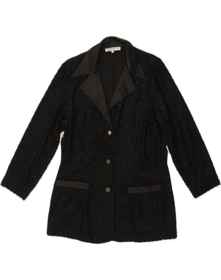 VINTAGE Womens 3 Button Blazer Jacket IT 46 Large Black Geometric | Vintage Vintage | Thrift | Second-Hand Vintage | Used Clothing | Messina Hembry 