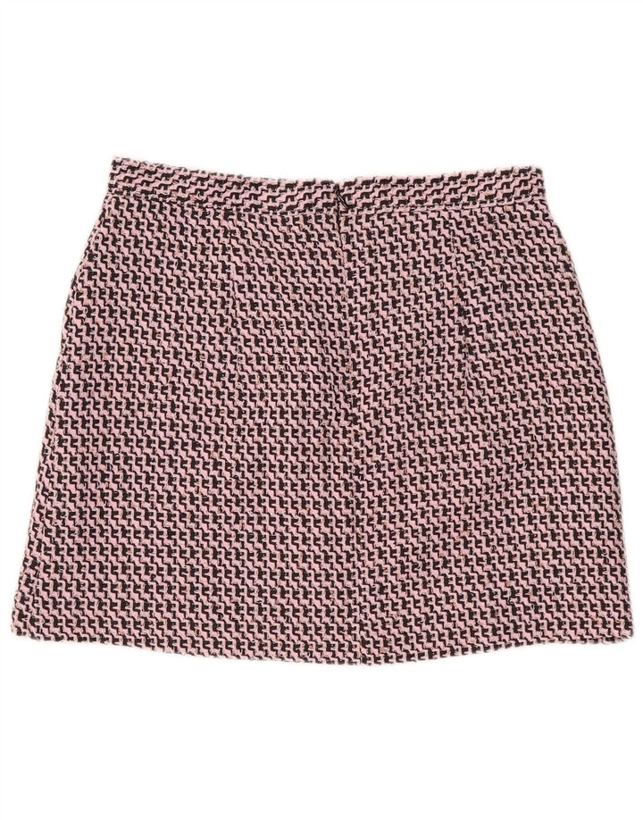 Topshop Γυναικεία Μίνι Φούστα UK 14 Μεγάλη W32 Ροζ Chevron Πολυεστέρας