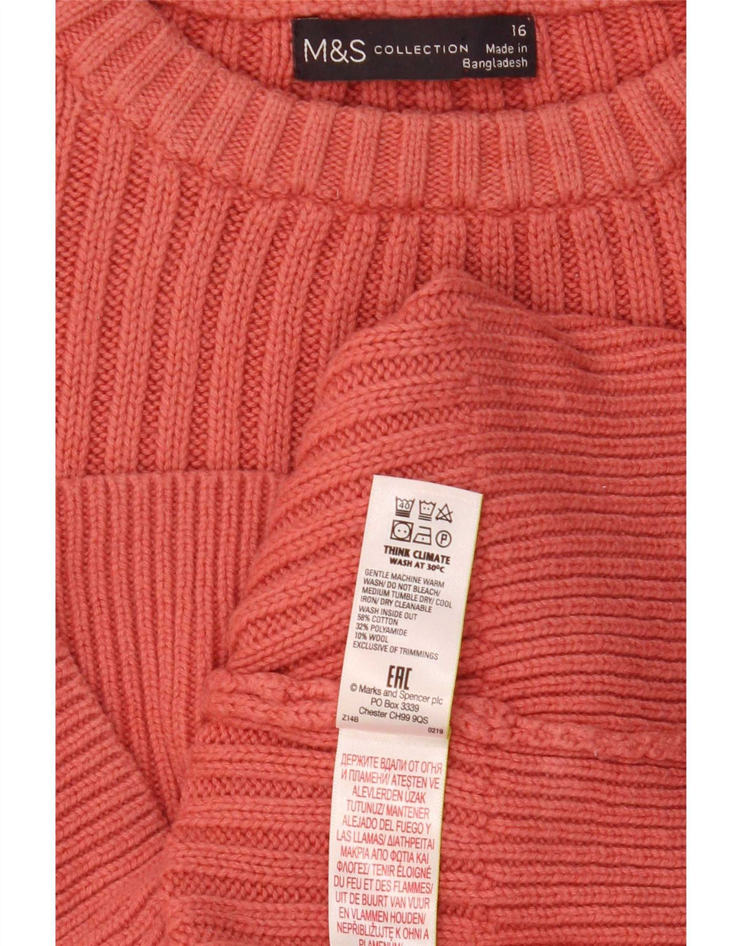 Marks & Spencer Γυναικείο πουλόβερ με λαιμόκοψη UK 16 μεγάλο ροζ