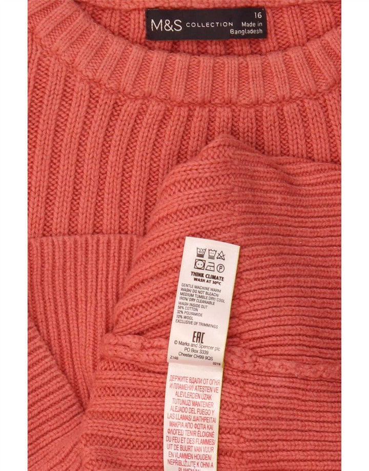 Marks & Spencer Γυναικείο πουλόβερ με λαιμόκοψη UK 16 μεγάλο ροζ