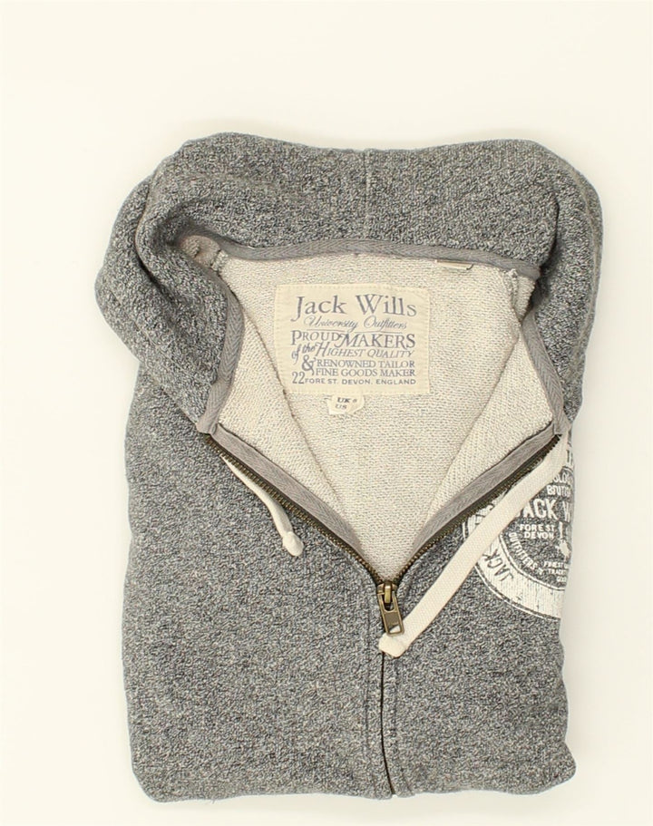 JACK WILLS Womens Zip Hoodie Sweater UK 8 Small  Grey Cotton | Vintage Jack Wills | Thrift | Second-Hand Jack Wills | Used Clothing | Messina Hembry 