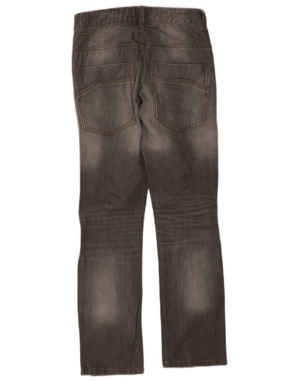 BENETTON Girls Distressed Straight Jeans 11-12 ετών 2XL W28 L28 Γκρι