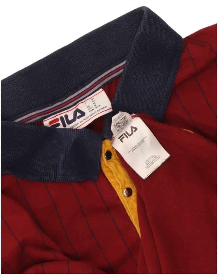 Ανδρικό πουκάμισο πόλο Fila, Βαμβακερό μεσαίο κόκκινο ριγέ