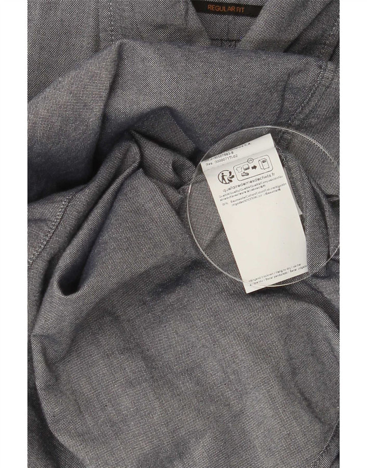 Ανδρικό πουκάμισο Hugo Boss με κανονική εφαρμογή, μεσαίο μπλε βαμβακερό