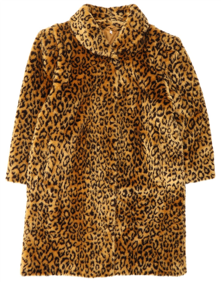 VINTAGE Γυναικείο πανωφόρι από ψεύτικη γούνα μεγάλου μεγέθους EU 40 Animal print μεσαίου καφέ