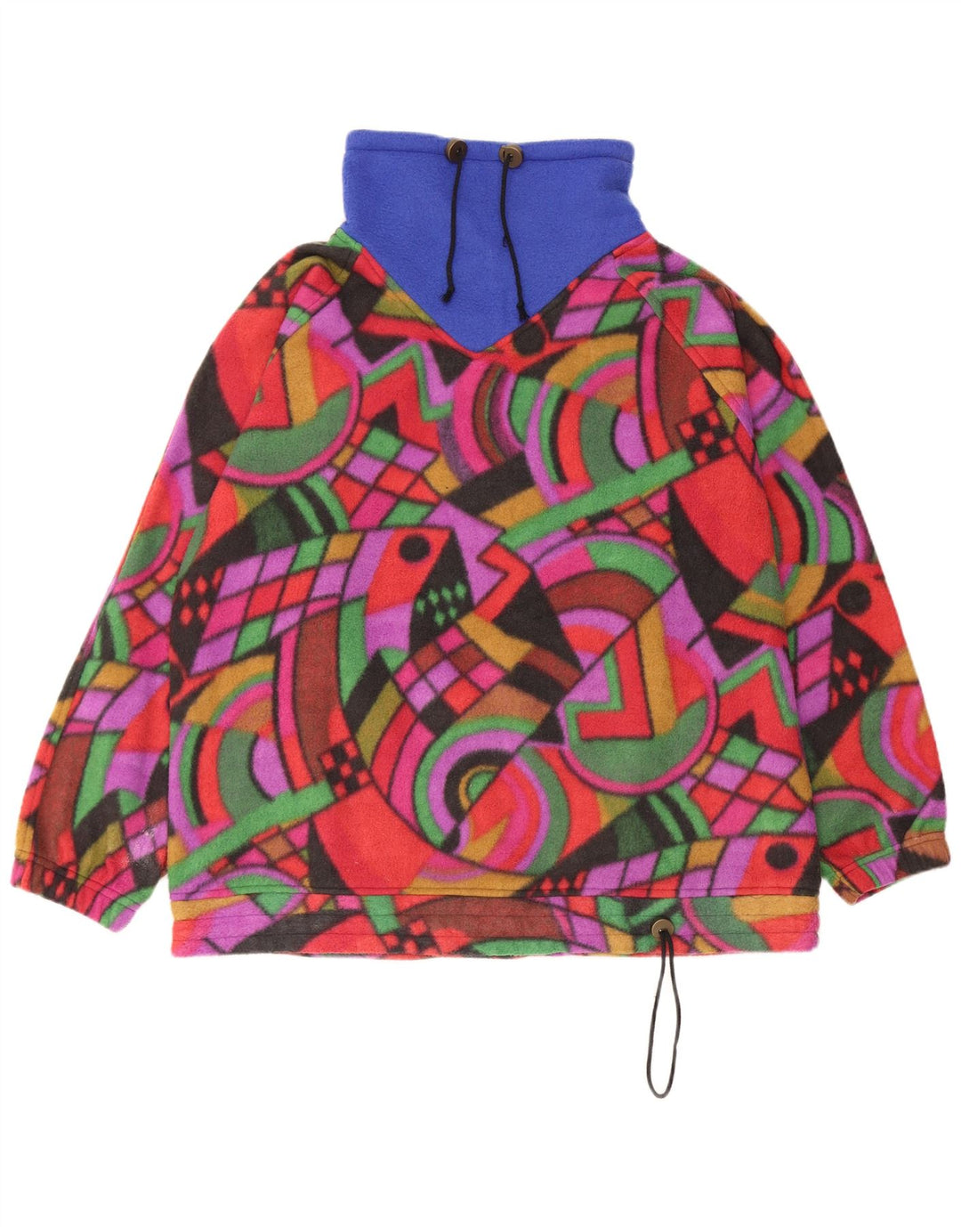 Vintage Ανδρικό Χαλαρή Εφαρμογή Fleece Jumper Μικρό Πολύχρωμο Γεωμετρικό