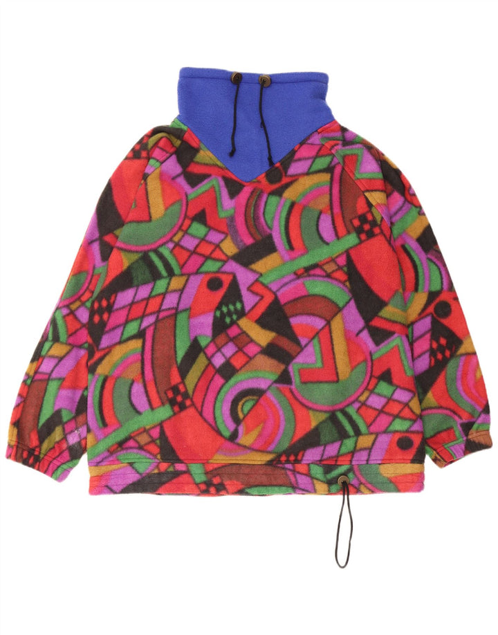 Vintage Ανδρικό Χαλαρή Εφαρμογή Fleece Jumper Μικρό Πολύχρωμο Γεωμετρικό