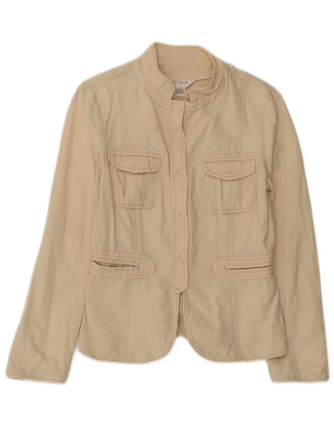 Zara Γυναικείο Utility Jacket UK 12 Medium Beige Βαμβακερό