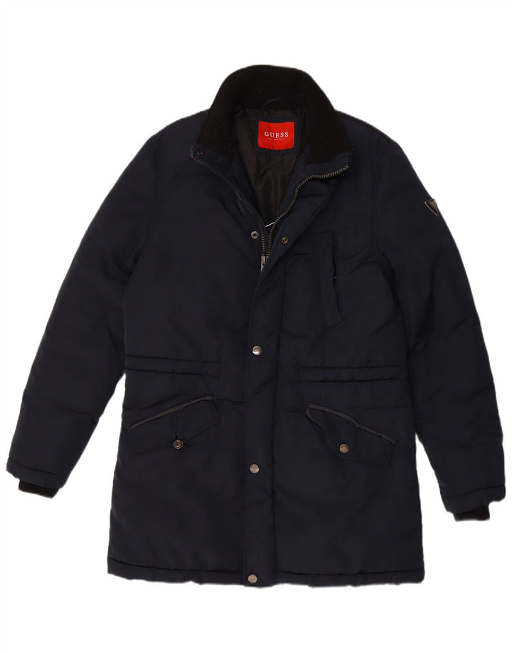 Guess Ανδρικό παλτό UK 40 Large Navy Blue Polyester