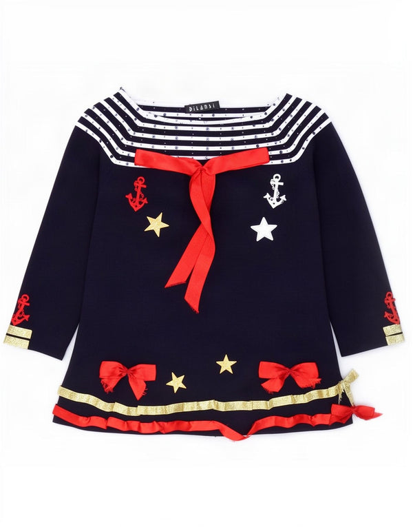 Vintage Γυναικεία γραφικά Off Shoulder Top 10 Small Navy Blue Nautical