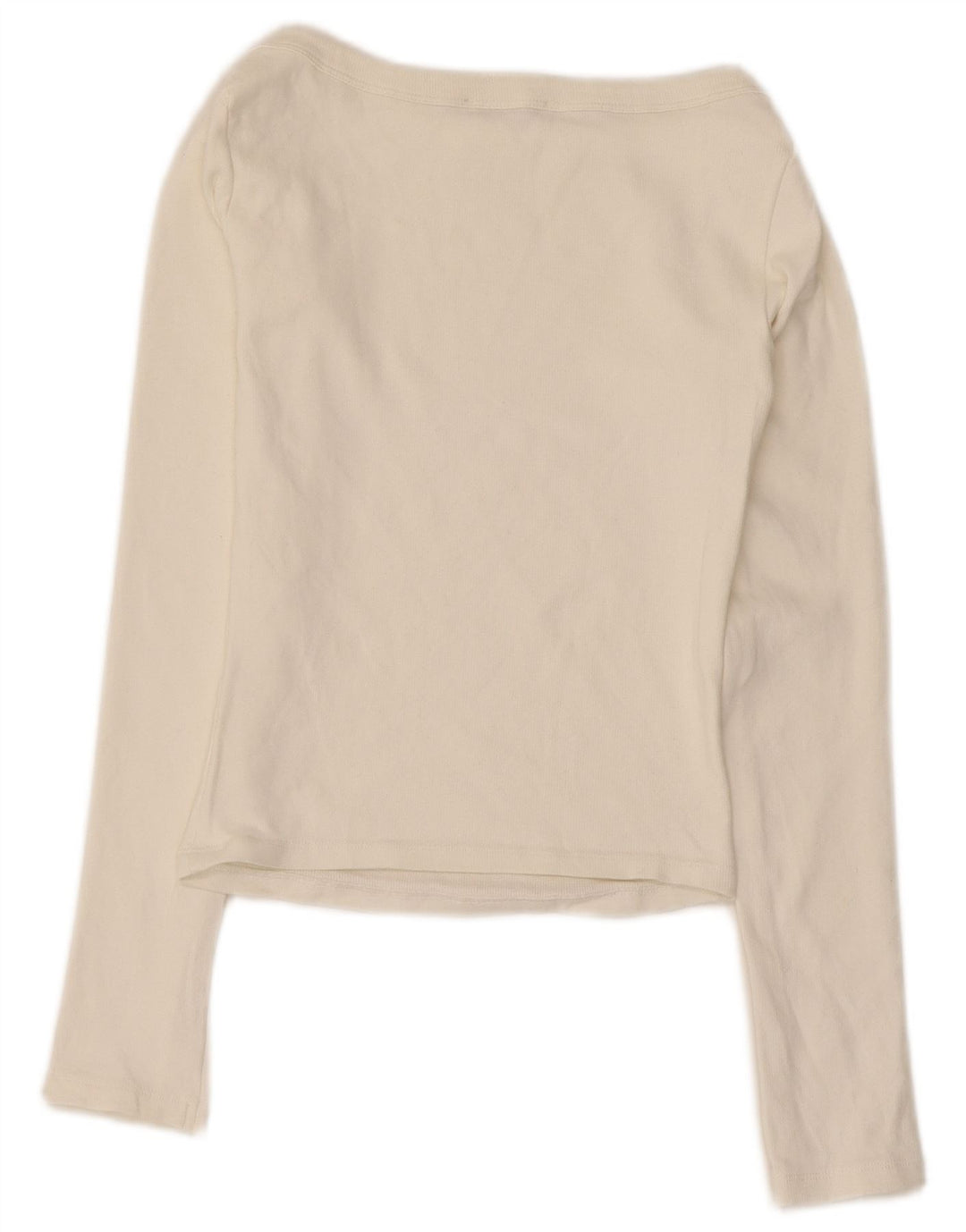 Zara Γυναικείο Crop Top Μακρύ μανίκι UK 12 Medium Off White