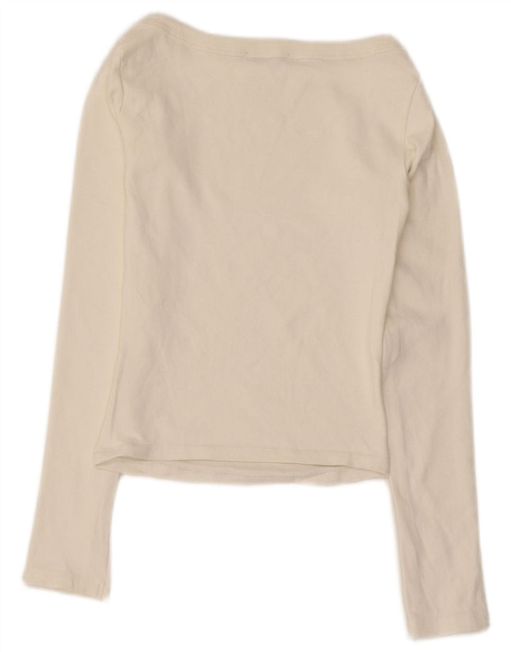 Zara Γυναικείο Crop Top Μακρύ μανίκι UK 12 Medium Off White