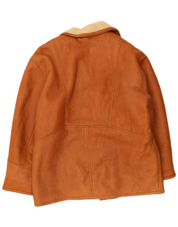 Vintage Ανδρικό Shearling Jacket UK 40 Large Brown Δερμάτινο