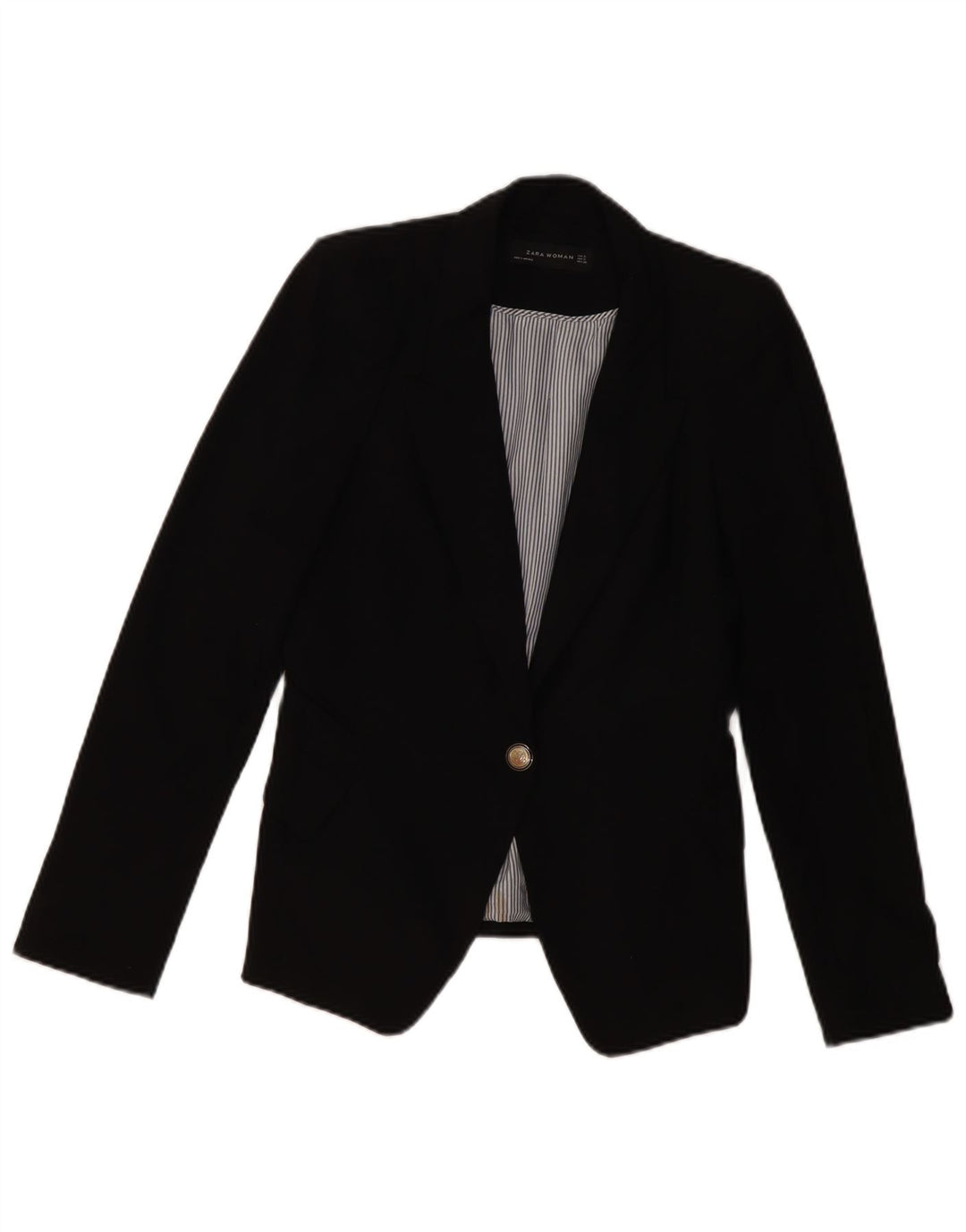 ZARA Γυναικείο Μπουφάν 1 Κουμπί Blazer UK 10 Small Black Polyester