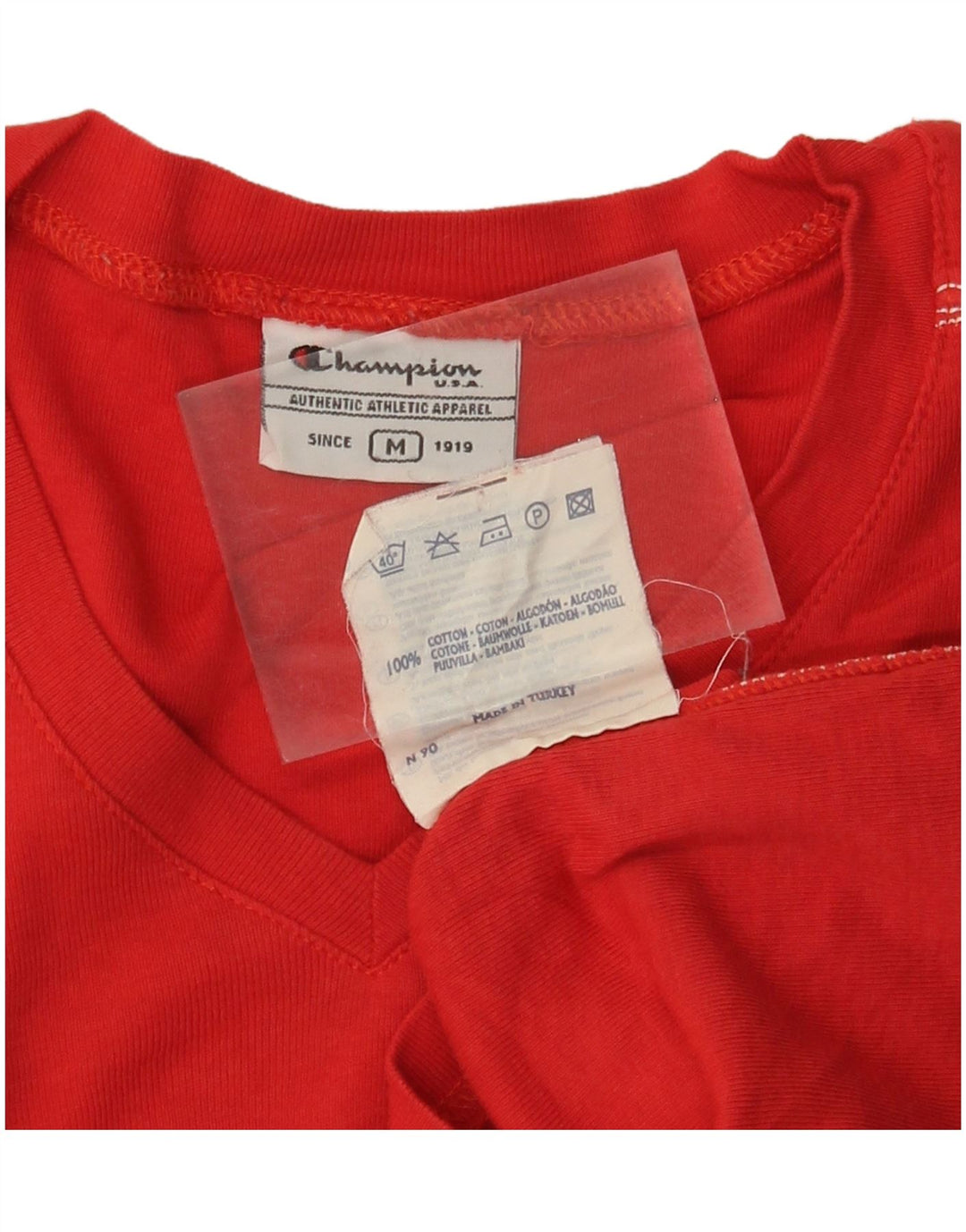 Γυναικείο T-Shirt CHAMPION Top UK 12 μεσαίο κόκκινο βαμβακερό