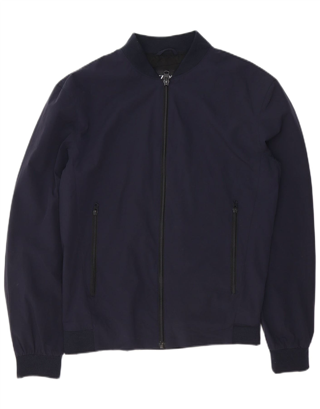 Zara Ανδρικό Bomber Jacket UK 38 Medium Navy Blue Nylon