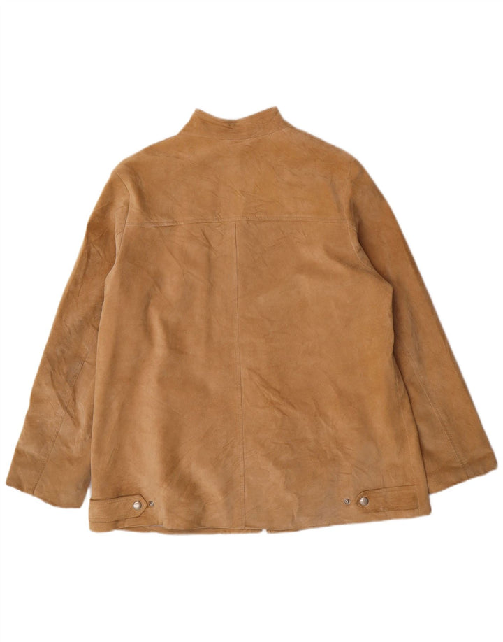 MARINA RINALDI Γυναικείο Suede Jacket Μέγεθος 23 Medium Beige Leather Classic